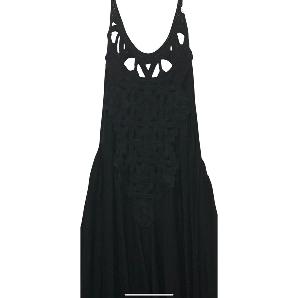 Rip Curl Womens Black Crochet Halter‎ Handkerchief Hem Midi Dress GDREP7 XS